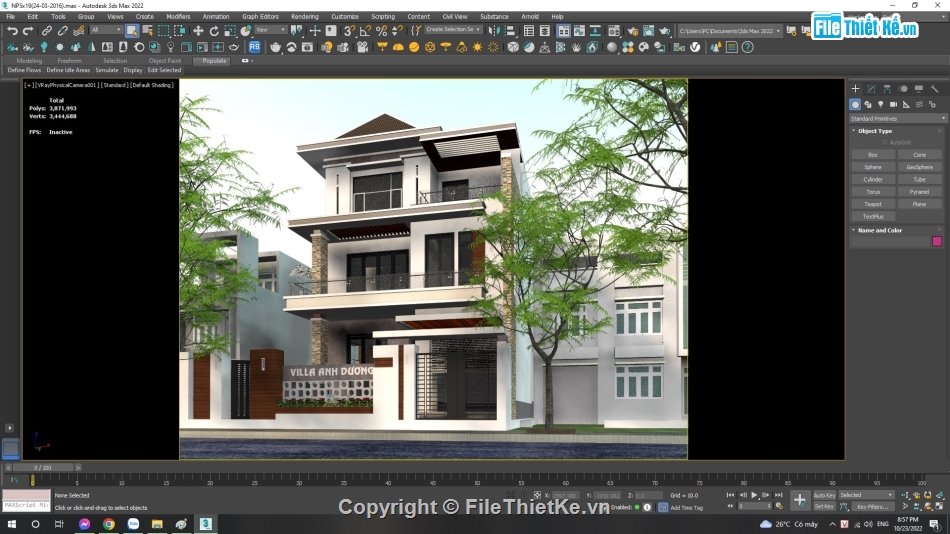 biệt thư 3 tầng đẹp,3dmax biệt thự 3 tầng,model sketchup villa 3 tầng,mẫu villa 3 tầng su đẹp